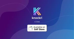 The Knockri logo hovers over text announcing it is available on the SAP Store.